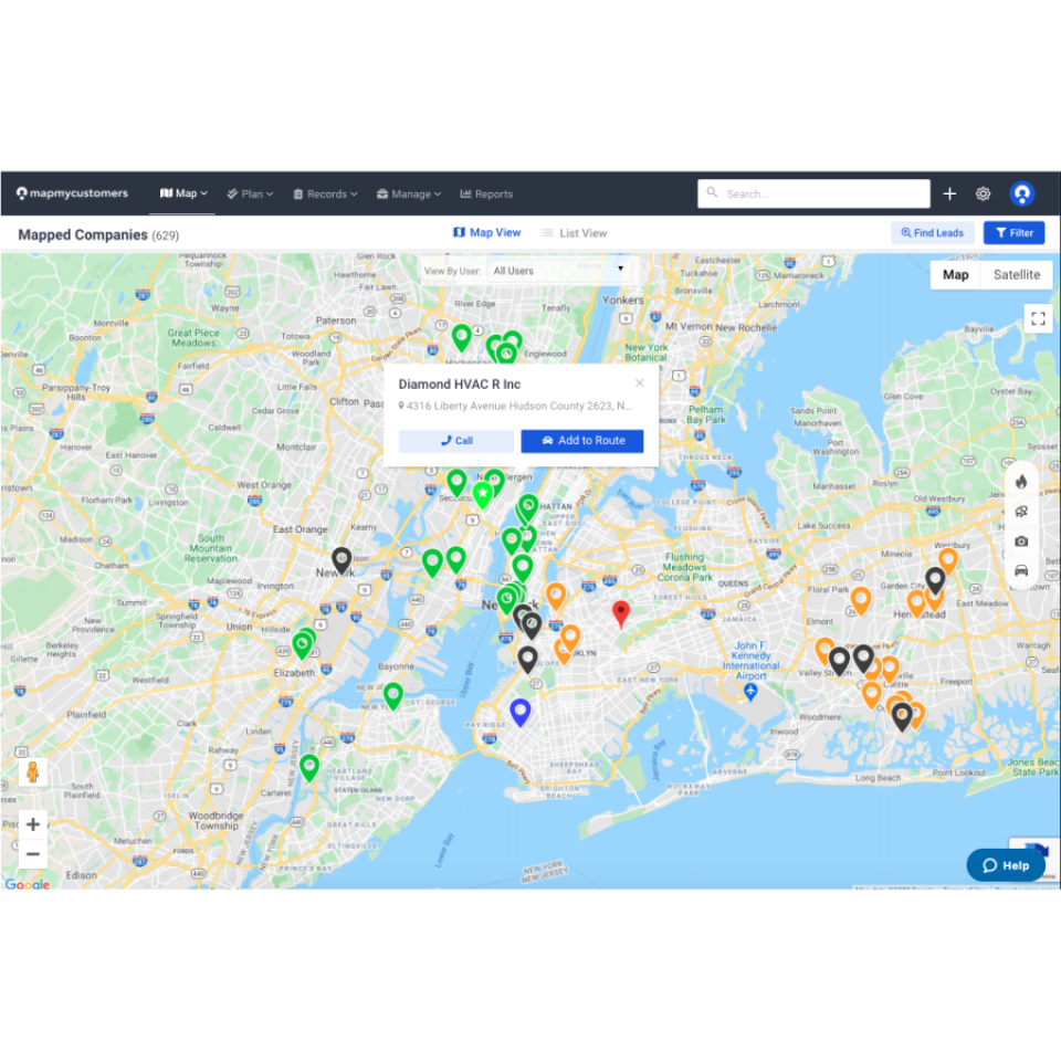 screenshot of Map My Customers